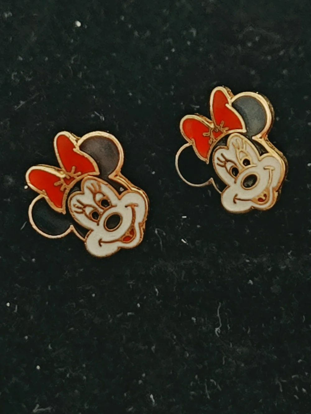 Vintage 80's Minnie Mouse Enamel Stud Earrings